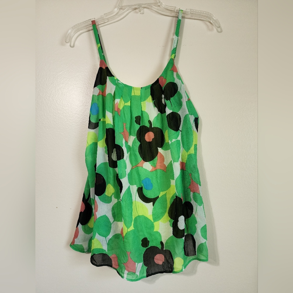 Floral Green and Black Women's Top